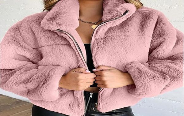 

women039s jackets fleece turndown collar cardigan coat for women long sleeve loose thick warm zipper solid short streetwear fe7395511, Black;brown
