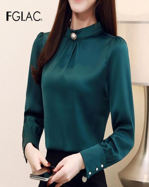 

women blouses shirt fashion casual long sleeve chiffon blouse elegant slim solid color office lady shirt blusas spring7593811, White