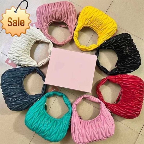 

women's luxurys miu bag designer handbag shoulder bags tote new fashion miu boston mini pillow bags soft sheepskin one shoulders pleate