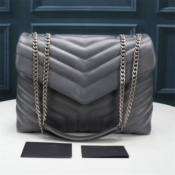 

designer bags loulou fashion women's y-shape qualited chain bag real leather black 25cm ysly cross body shoulder quilted messenger hand