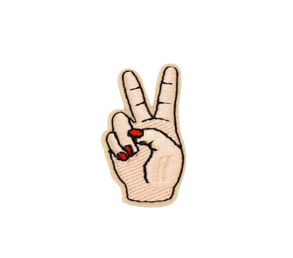 

10 pcs funny win gestures embroidered patches for clothing bags iron on transfer applique patch for jeans diy sew on embroidery st5896597, Black
