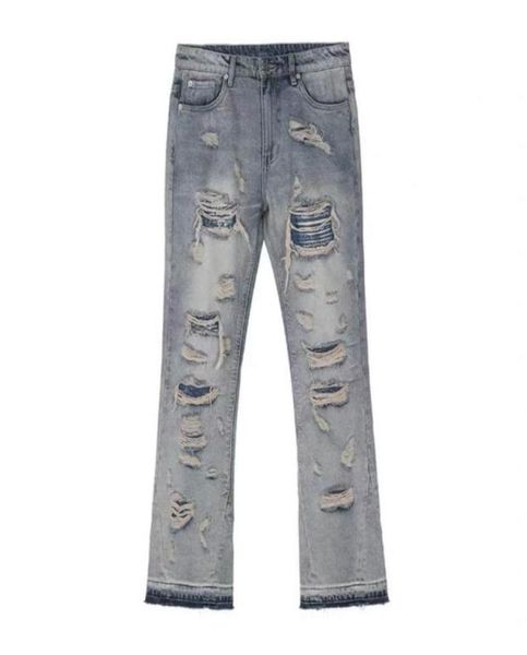 

men039s jeans men vintage hip hop streetwear straight ripped fairy grunge wide leg pants denim trousers mid waist oversize clot4027537, Blue