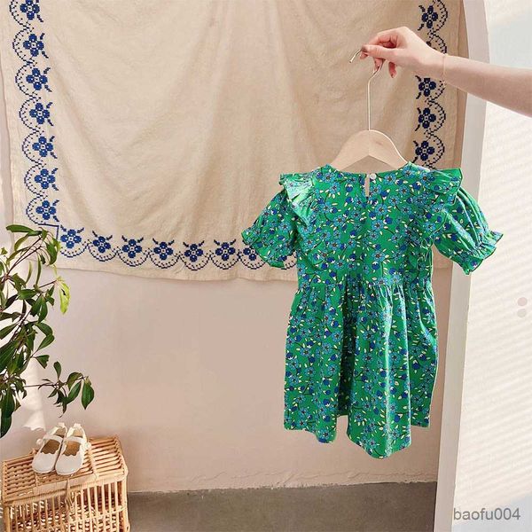 

girl's dresses gaun gaya untuk anak perempuan gaun putri pakaian kostum sulam renda cetak bunga lengan pendek musim panas baru r230808, Red;yellow