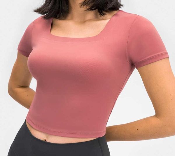 

35 fashion versatile uneck women039s tshirt short sleeve skin feeling naked slim running fitness yoga suitshirt spor9206097, White