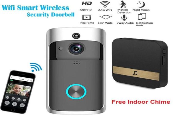 

2021 new home security wireless wifi doorbell smart door ring hd video intercom camera bell security infrared night vision monitor8608932