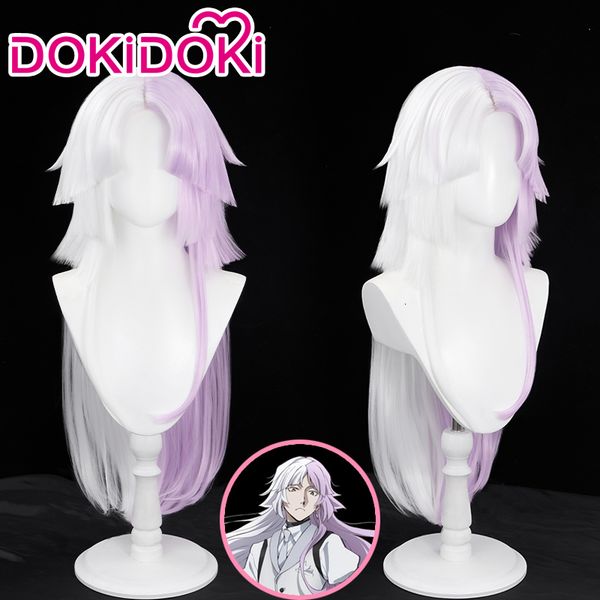

cosplay wigs in stock sigma wig cosplay anime bungo stray dogs dokidoki cosplay white purple wig heat resistant synthetic sigma earrings 230, Black
