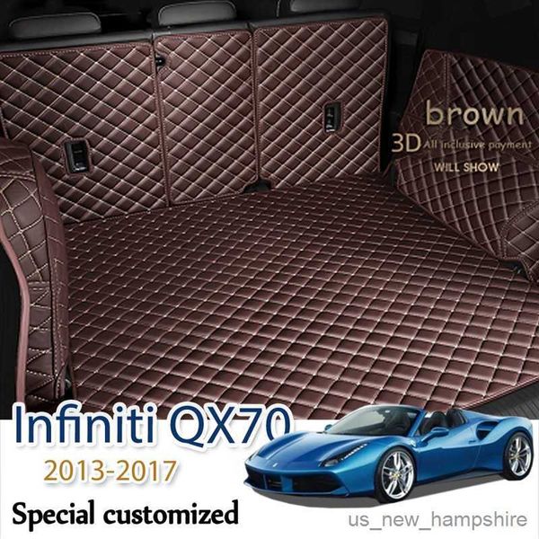 

trunk mat bagasi kulit kapal mobil boot liner kargo kompartemen lantai karpet lumpur tendangan untuk infiniti qx70 2013-2017 r230808