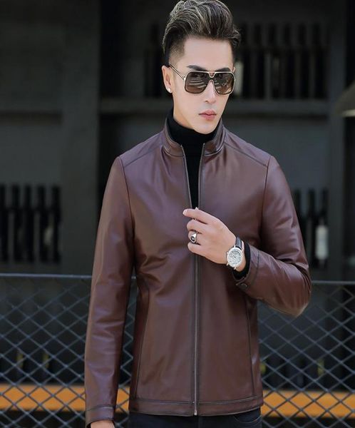 

jacket men039s leather men casual motobiker street style clothes real coat faux3104419, Black