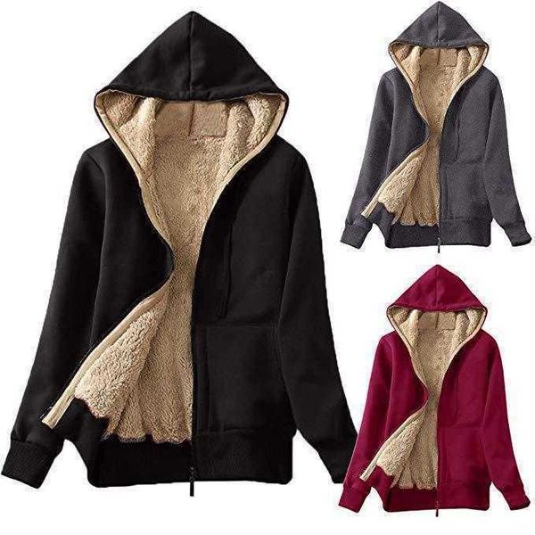 

no brand name large women's winter plush hooded sweater women's plush coat, Black