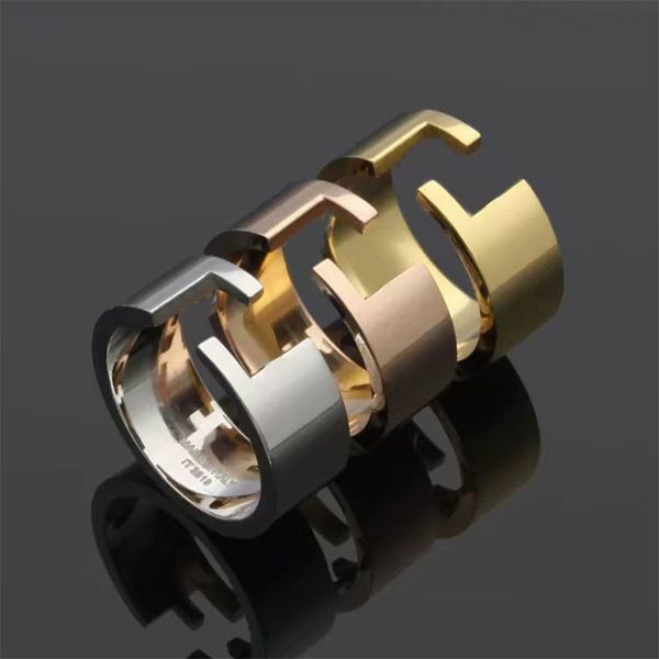 

new fashion designer ring for women couple brand f opening 18k gold engagement ring gift 316l titanium steel ring jewelry, Silver