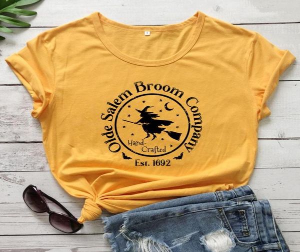 

olde  broom company tshirt funny witchy halloween tshirt aesthetic hipster witch woman tee shirt women039s7208478, White