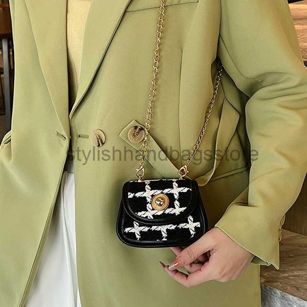 

shoulder bags mini grid chain buckle bag for women's bag 2023 new fashionable texture shoulder bag trendy crossbody saddle bagstylishha