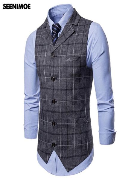 

seenimoe mens wedding waistcoat striped plaid formal blazer vests casual single breasted vneck m4xl male suit vest cx2006236119180, White;black