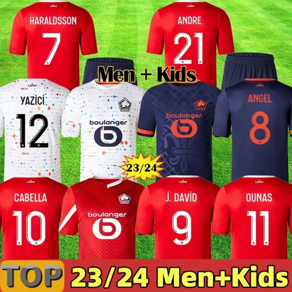 

2023 losc lille soccer jerseys cabella j david fonte bamba ounas football shirt lille olympique m.bayo maillot men kids kit equipment 23 24, Black;yellow