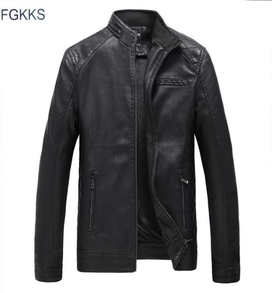 

whole fgkks new men039s brown genuine leather jackets men genuine real cowhide brand male bomber motorcycle biker coats6776339, Black