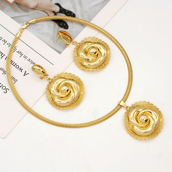 

wedding jewelry sets necklace set for woman gold plated exquisite flower bead earrings pendant banquet party bijoux 230808, Slivery;golden
