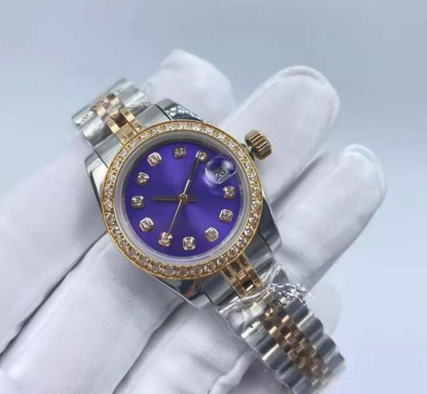 

lady diamonds watch women watchs 31mm women watch day dateday girl sapphire glass wristwatch automatic mechanical-10, Slivery;brown