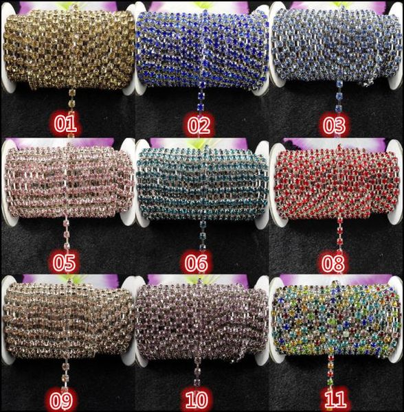 

10yardsroll ss16 38mm mix color rhinestones crystal glass rhinestone chain silver chain for phonecupsmouseapplique9780228, Black