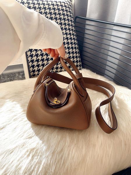 

h ermes lindis's tote bags online store genuine leather lindi bag mini dumpling brown female texture crossbody doctor mini with real lo