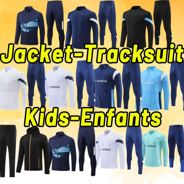 

kids child 23 24 marseiles soccer tracksuits gerson under bakambu milik 2023 2024 camiseta payet guendouzi kamara long sleeve tracksuit jack, Black