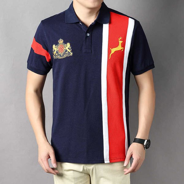 

internationally renowned brand royal leisure sports short sleeve polo shirt men's contrast color fashion thin style, White;black