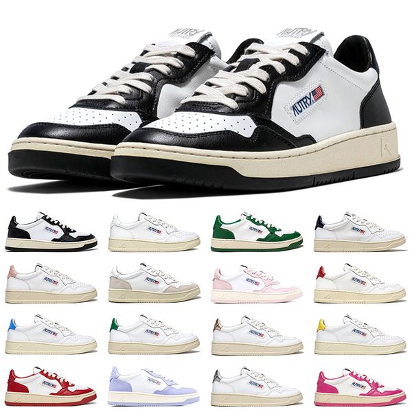 

designer shoes autries medalist action shoes for men women black white pink causual shoes two-tone leather suede low autries usa mens traine