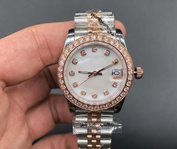 

lady diamonds watch women watchs 31mm women watch day dateday girl sapphire glass wristwatch automatic mechanical movement-04, Slivery;brown
