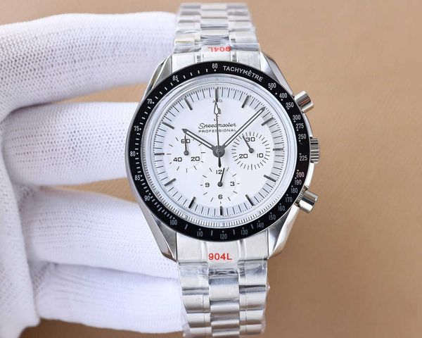 

designer men speedmaster watch movement watches 0ebg luxury chronograph montre omg luxe homme prx uhr with box, Slivery;golden