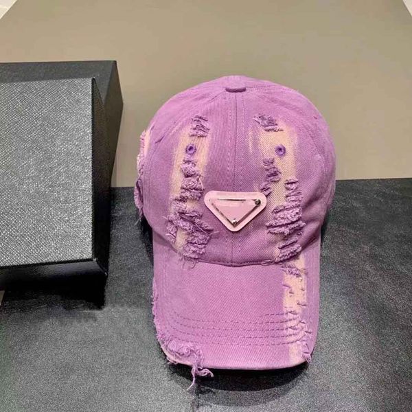 

designer hat solid color old ripped peaked cap women fashion all-match street sunshade curved brim baseball caps, Blue;gray