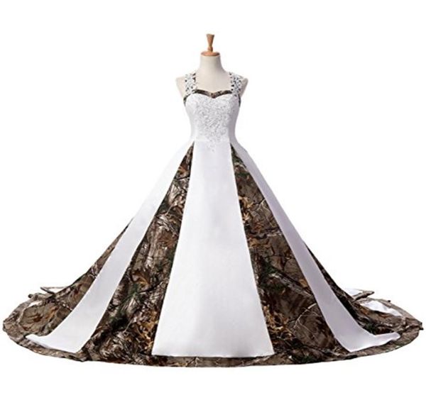 

aline sweetheart camo satin wedding dresses gown lace up plus size wedding party bridal gowns bm925669334, White