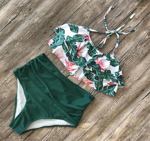 

high waist bikini push up ruffles swimwear women stroje damskie beach swimsuit monokini biquini mujer trikini badpak maillot14157480, White;black