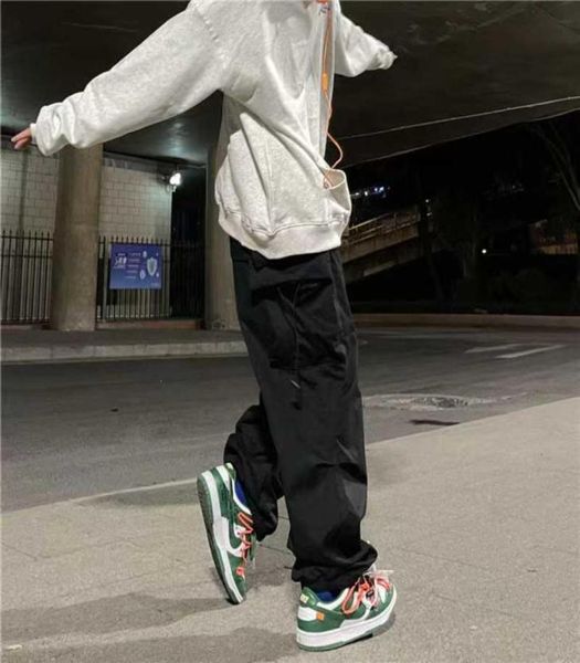 

men039s pants parachutestyle hiphop street overalls oversized pocket trousers harajuku loose solid color casual y2k legged y24719455, Black