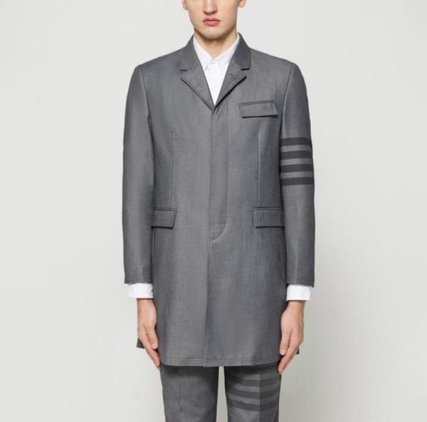 

tb suit overcoat autumn winter men039s jackets fashion brand slim blazers coats black 4bar stripe business formal long suit ja72807821982, Tan;black