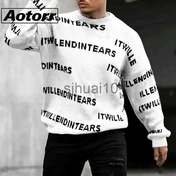

men's sweaters new men knit pullover full-print letter sweater autumn winter male crew neck harajuku pullover knitted sweater streetwea, White;black