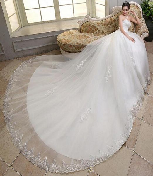 

new arrival retail ruffle tulle cathedral train wedding dresses sweetheart vintage applique vestidos bridal dress3570024, White