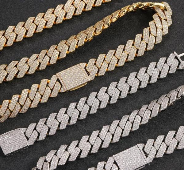 

mens heavy chain 25mm width gold color micro setting cz stone miami cuban chain necklace bracelet jewelry for men punk jewelry hea2536115, Silver