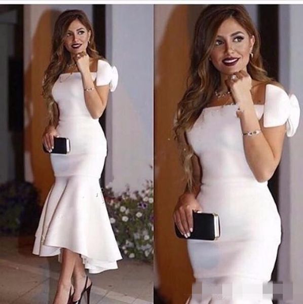 

long arabic style evening dresses boat neck saudi arabia bow dubai mermaid white women formal prom gowns8470007, Black;red