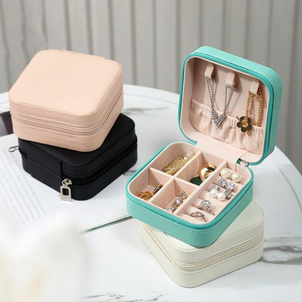

jewelry boxes portable storage box candy color travel organizer case earrings necklace ring display 230808, Black;white