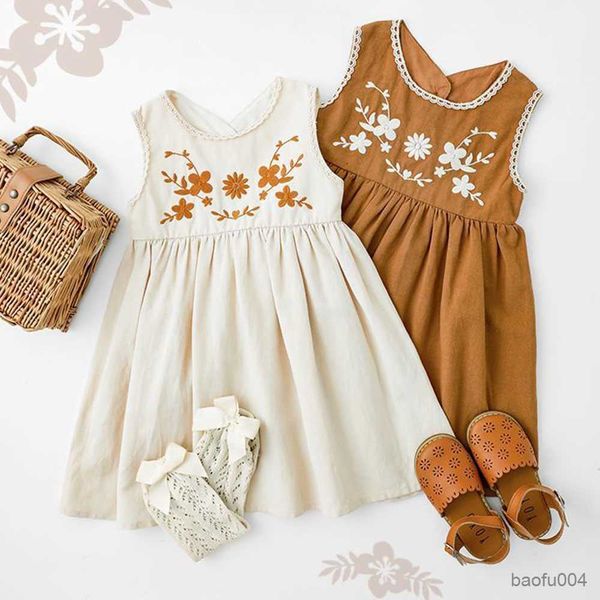 

girl's dresses gaun tanpa lengan bayi perempuan gaun punggung gaun bayi bunga baru pakaian bayi perempuan retro r230808, Red;yellow