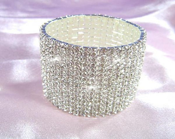

15 row stretch bridal clear crystal rhinestone bangle bracelet cb9157190009, Black