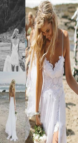 

backless spaghetti new beach wedding dresses high lowincome summer chiffon wedding dresses ivory white3635756, Black;gray