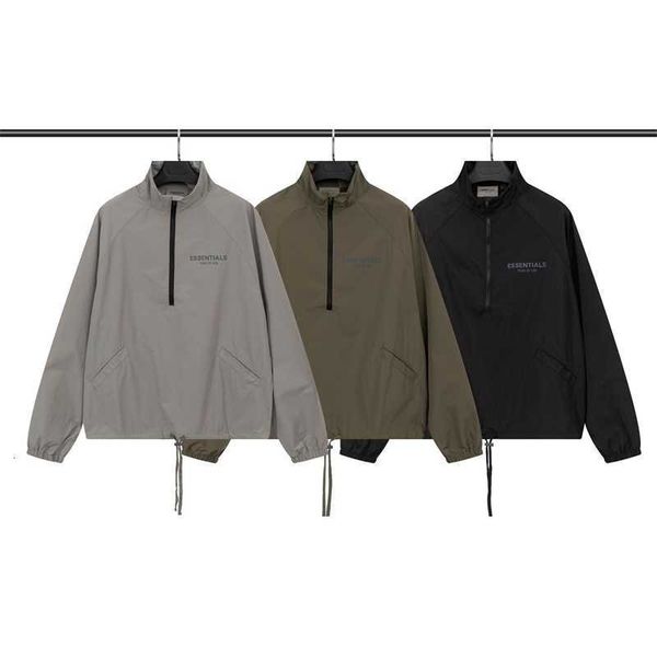 

high street fashion brand stormsuit esential reappearance reflective printing nylon jacket, Tan;black