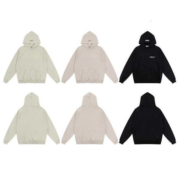 

esential autumn and winter high street oversize loose shoulder couple hooded sweater men women's trend, Black