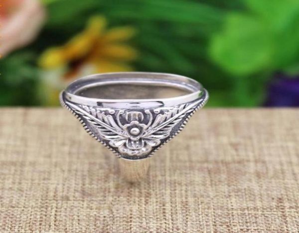 

antique vintage art deco 17x24mm oval cabochon semi mount engagement ring flower fine jewelry fine silver wedding ring setting2972647, Slivery;crystal