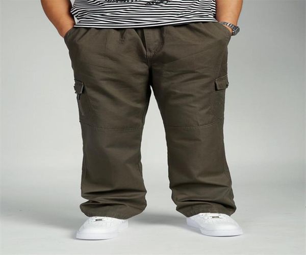 

spring autumn winter new big mens plus size xxxxl 5xl 6xl army green cargo pants man wide legs simple male fashion casual 2016 tro2303768, Black