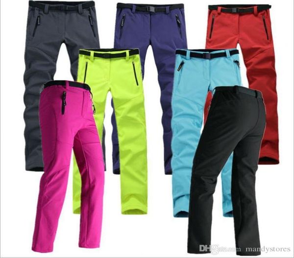 

women thick warm fleece softshell pants fishing camping hiking skiing trousers waterproof windproof 2016 new pantolon rw0415249540, Black;green