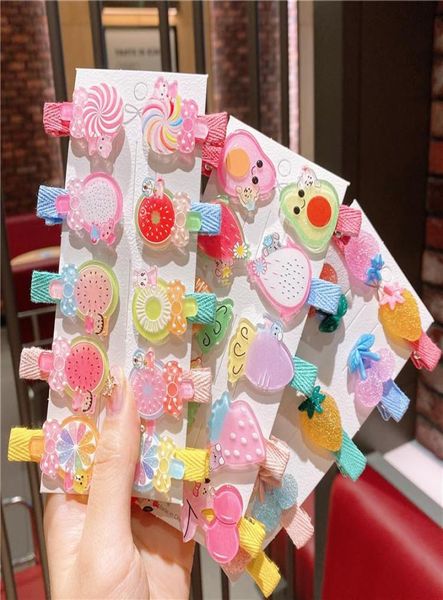 

hair accessories 10pcsset korean girls cartoon fruits icecream hairpin children clip sweet barrettes ornament fashion6859202, Slivery;white