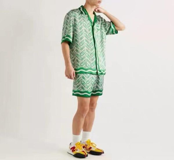 

22ss casabblannca green shade pineapple shirts tee shorts suits man women fashion summer beach vacation hawaii tshirts short pant6448932, White;black