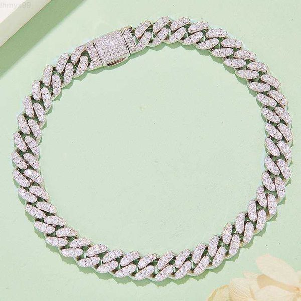 

pass diamond tester jewelry 925 sterling silver diamond vvs1 8mm cuban link moissanite chain bracelet necklace