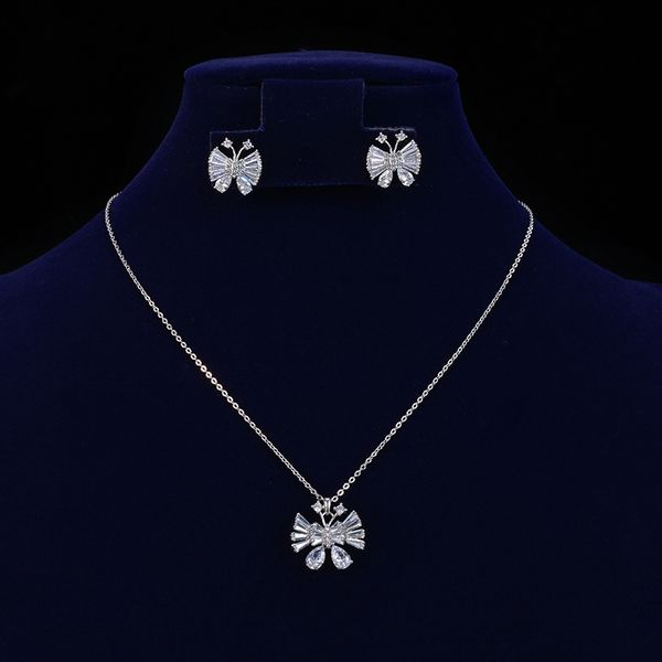 

wedding jewelry sets hadiyana fashion temperament luxury elegant exquisite butterfly shape women gift cn1009 conjunto de joyas 230808, Slivery;golden